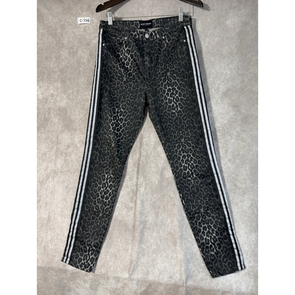 Black Orchid Gisele High-Rise Super Skinny Leopard Print Women's Sz 30 (10)